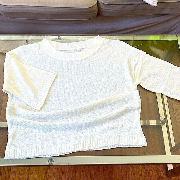 Cream  knit top scoopneck ribbed bottom oversize slouchy see photos measurement - Picture 1 of 12